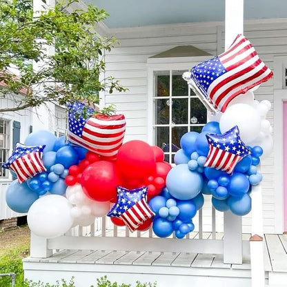 HILAVO Red Blue White Balloons, 60 PCS 12 inch Navy Light Blue Red and White Balloons for Baseball Birthday Party Britain Sporting Patriotic Labor Memorial Day 4th of July Independence Day Decorations