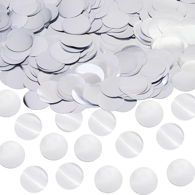 ONLYKXY 15gram Glitter Table Confetti Decor Scatter Bless Confetti Grad Party Decor for Congrats College Graduation Birthday Wedding Party Chocolate Favor Envelope Decal (Silver Round)