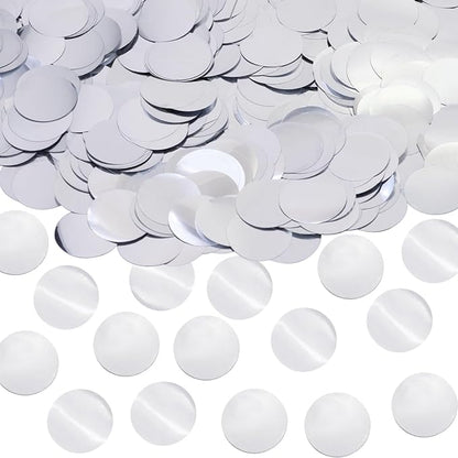 ONLYKXY 15gram Glitter Table Confetti Decor Scatter Bless Confetti Grad Party Decor for Congrats College Graduation Birthday Wedding Party Chocolate Favor Envelope Decal (Silver Round)