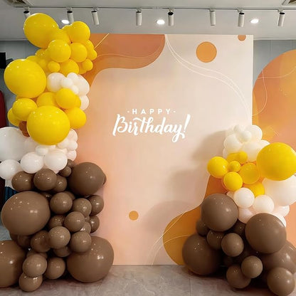 MEBAY Yellow Brown White Balloon Garland Arch Kit, 155Pcs Latex Balloons Different Size 18 12 10 5 inch for Birthday Wedding Party Baby Shower Bridal Shower Decoration