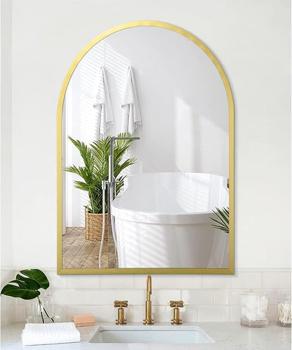 Arched Bathroom Mirror for Wall, Arch Wall Mirror Aluminum Alloy Frame Mirror for Vanity Living Room, Bedroom, Entryway Large 28"x20"