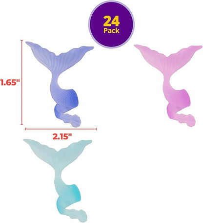 DECOPAC Mermaid Tail Wrap Cupcake Rings, Cake Toppers, Multicolored Food Safe Decorations For Parties– 24 Pack