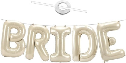 40 Inch BRIDE Balloons, Beige Bride Balloon for Wedding Engagement, Foil Banner Letter Balloon Cream White for Bachelorette Bridal Shower, Bridal Bride To Be Party Favors Decorations