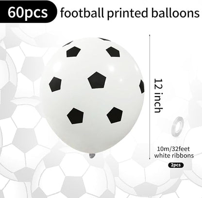 Biapian 60 Pcs Football Balloons, Football Balloon for Boys, 12 Inch Soccer Latex Balloons Pattern Helium for Kids Boys Birthday Sports Themed Party Decorations World Cup Theme Party Supplies
