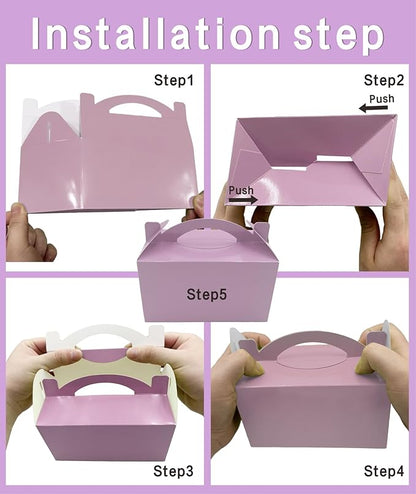 30-Pack Lavender Mist Gable Treat Boxes with Handles, 6" Pop-Up Party Favor Gift Boxes for Birthday,Wedding,Baby Shower, Eco-Friendly Candy, Cookie, Goodie Bags for Kids, Bachelorette Decor