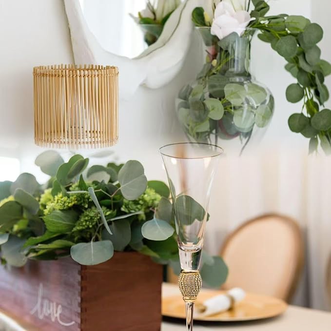 Sggvecsy 8Pcs Artificial Eucalyptus Garland Greenery Leaves Silk Vines Silver Dollar Leaves Faux Leaf Plants for Wedding Wall Table Party Home Fireplace Bedroom Decor