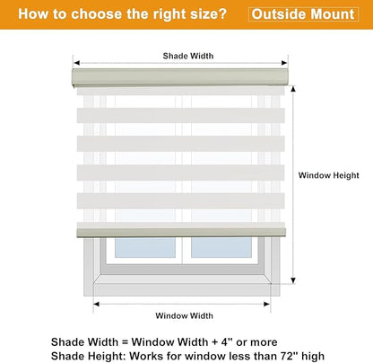 Persilux Cordless Zebra Blinds for Windows Free-Stop Roller Windows Shades (31" W X 72" H, Cream) Dual Layer Light Control for Day and Night, Light Filtering Sheer Shades for Home, Easy to Install