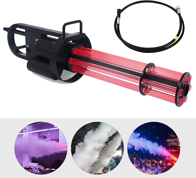 Handheld LED CO2 Gun Full-Color CO2 Cryo Jet Machine DJ CO2 Fog Cannon Dry Ice Fog Machine with Gas Hose & Batteries 26-33ft Spray for Stage Effect, Concert, Party, Wedding