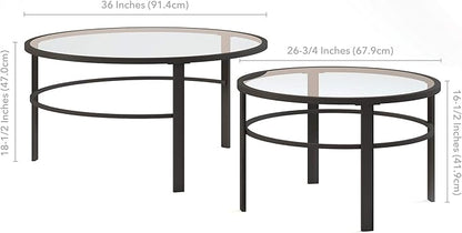 Henn&Hart Round Nested Coffee Table in Blackened Bronze, Coffee Table coffee