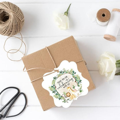 Andaz Press Fancy Frame Kids Party Favor Thank You Tags with String, 48-Pack Safari Animals Birthday Gift Tags For Gift Bags, Favor Bags, Goody Bags, Boys, Girls, Baby Shower 1st Birthday Party Favors