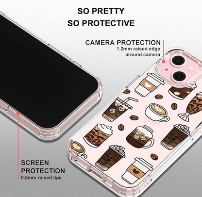 MOSNOVO Case for iPhone 15, [Buffertech 6.6ft Military-Grade Drop Protection] [Anti Peel Off Tech] Clear TPU Bumper Phone Case Cover Design - Coffee