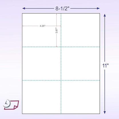 NextDayLabels - Laser Printer Blank Perforated Cards 6 up per Page, for School Registration, Flower Delivery, Wedding Response RSVP, Trip Tickets, ETC. (300 White Cards)