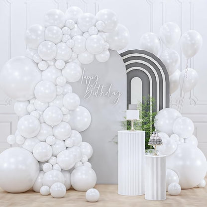 PartyWoo Pearl White Balloons 85pcs Different Sizes Pack of 18 12 10 5 Inch Metallic White Latex Balloon Arch Kit Garland for Wedding Graduation Baby Shower Birthday Party Decorations White-Z30