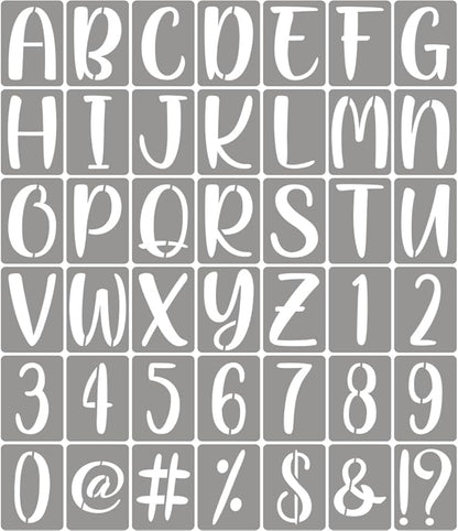XANGEY 5 Inch Letter Stencils for Painting - 42 Pack Alphabet Letter Number Templates with Signs, Reusable Plastic Alphabet Stencils for Chalkboard Fabric Rock Wood Crafts Painting