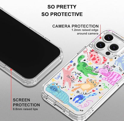 MOSNOVO for iPhone 16 Pro Case, Shockproof Military-Grade Protection 6.6ft Drop Tested, Clear Phone Case for iPhone 16 Pro, Doodle Cats Design