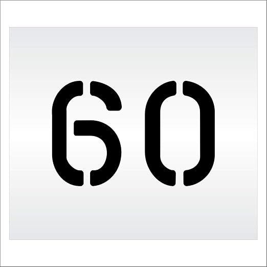 Pavement, Curb, and WheelStop Stencils - 6 inch Double Number Stencil - (60) - 6" x 9" x 1/8" (128 mil) - Pro-Grade