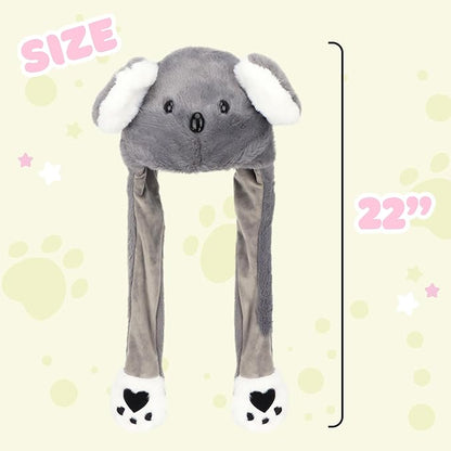 Bubblepompom Animal Hat with Ears Moving Jumping Pop Up Beating Hat Plush Holiday Cosplay Dress Up Funny Gift for Kids