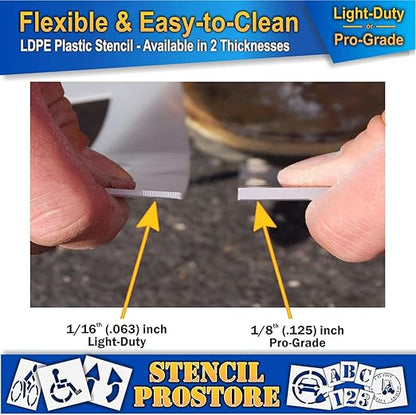 Pavement Stencils - 36 inch Single Number Stencil (Wide) - 7-36" x 16" x 1/8" (128 mil) - Pro-Grade