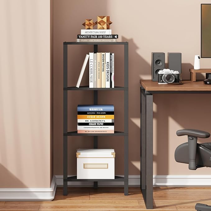 TUTOTAK Corner Shelf, 4-Tier Corner Bookshelf