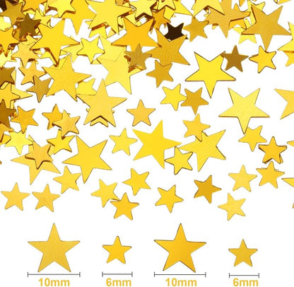 Hestya Star Confetti Glitter Table Confetti Metallic Foil Stars for Graduation Wedding Birthday Party Decorations(Gold,10mm and 6mm,60g)