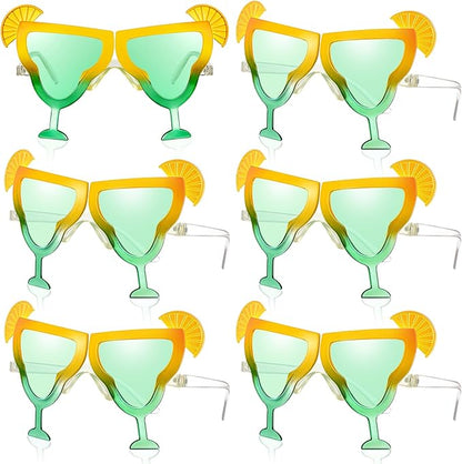 6 Pcs Margarita Funny Sunglasses Party Decor Eyeglasses Hawaiian Sunglasses for Summer Beach Luau Tropical Party(Green)
