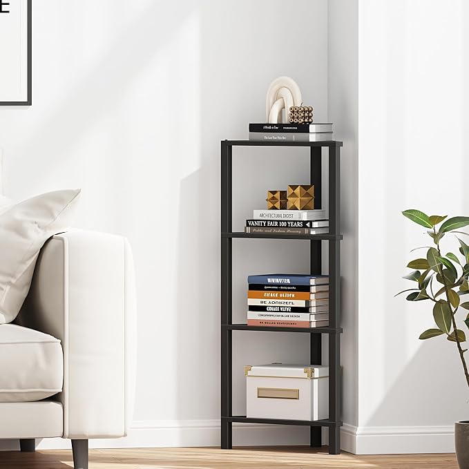 TUTOTAK Corner Shelf, 4-Tier Corner Bookshelf