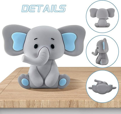 28 Pcs Elephant Cake Topper Balls Cake Decorations DIY Cake Topper for Boy Girl Birthday Party Decorations (Blue)