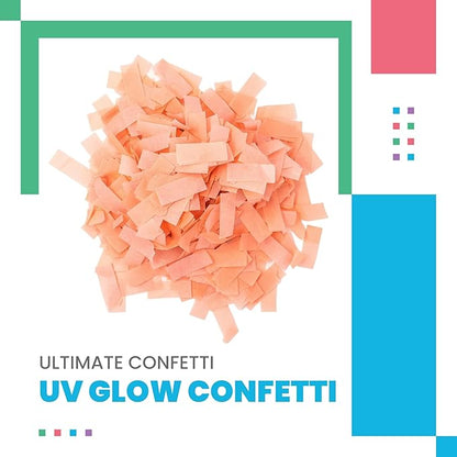 Ultimate Confetti, Orange UV Glow Rectangular Biodegradable Confetti -Tissue Paper Flame-Resistant & Slow-Falling Confetti for Cannon and Launcher use - Best for Celebrations - 1 lb, 16 oz