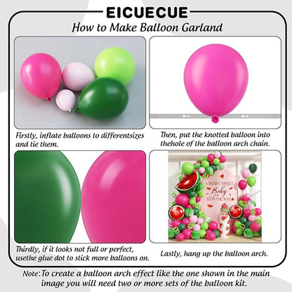 Fruit Balloon Garland Arch Kit - 157Pcs Watermelon Balloons Hot Pastel Pink Lime Green Balloon Arch Kit for Summer One in a Melon Theme Birthday Baby Shower Party Decorations