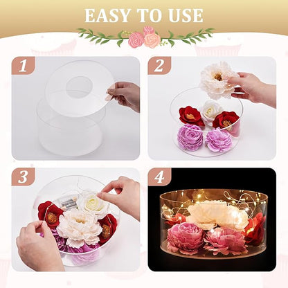 2Pcs Acrylic Cake Display Stand 8'' 12'' Round 2Tier Clear Cylinder Cake Box for Wedding Birthday Party Decor (8 /12 Inch)