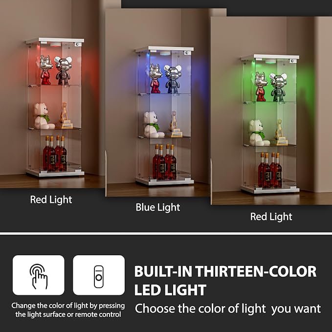 FANYUSHOW 3-Shelf Glass Display Cabinet