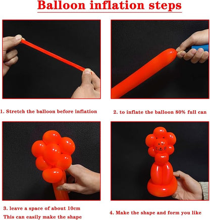 260 Long Balloons 100 Pack Red Twisting Animal Balloons Thickening Latex Modeling Long Magic Balloons for Animal Model Weddings Birthdays Festival Party Decorations
