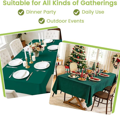 Mulbozy Dark Green Plastic Table Cloth Disposable 4 Pack, 54 × 108 Inch Tablecloths Rectangle, Green Plastic Table Cover for Party Decor
