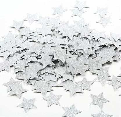 MOWO Glitter Star Confetti Wedding Party Decor and Table Decor 1.2’’ in Diameter (silver glitter,200pc)