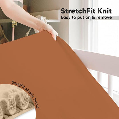 KeaBabies 2-Pack Baby Crib Sheets for Boys, Girls - 52x28 Viscose Derived from Bamboo Toddler Bed Sheets Neutral, Fitted Crib Mattress Cover for Standard Baby Bedding, Soft & Cozy (Rust)