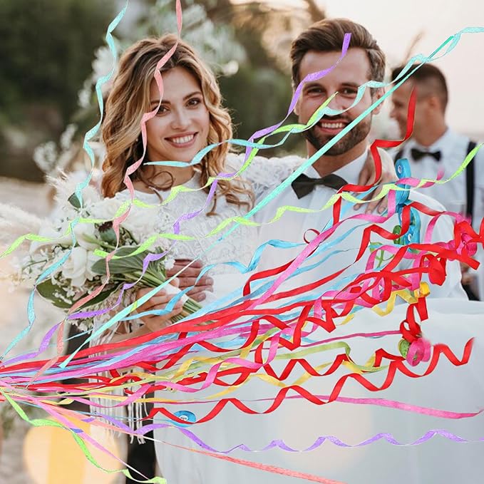 50 Pcs Hand Throw Streamer Poppers Colorful No Mess Confetti Poppers Party Poppers Confetti Streamers for Wedding Birthday Graduation Party Celebrations