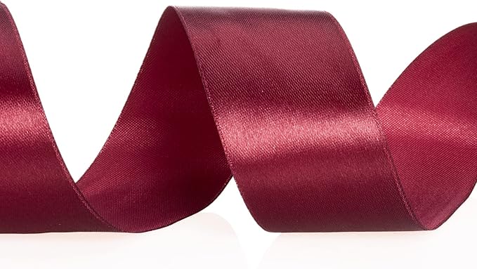 YASEO 1 1/2 Inch Wine Red Solid Satin Ribbon, 50 Yards Craft Fabric Ribbon for Gift Wrapping Floral Bouquets Wedding Party Decoration