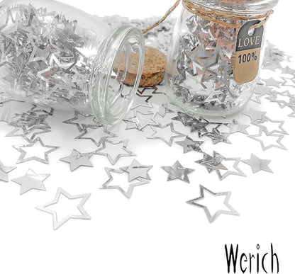 Werich Star Confetti Silver Table Happy Birthday Baby Shower Wedding Party Sprinkles Confetti Metallic Foil Stars for Party Wedding Festival Decorations