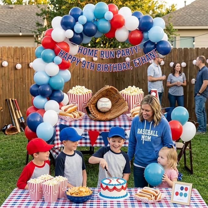 HILAVO Red Blue White Balloons, 60 PCS 12 inch Navy Light Blue Red and White Balloons for Baseball Birthday Party Britain Sporting Patriotic Labor Memorial Day 4th of July Independence Day Decorations
