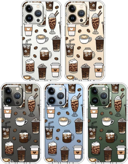 MOSNOVO Case for iPhone 13 Pro, [Buffertech 6.6ft Military-Grade Drop Protection] [Anti Peel Off Tech] Clear TPU Bumper Phone Case Cover Design - Coffee