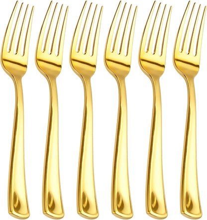 bUCLA 600PCS Gold Plastic Forks - 7.4inch Heavy Duty Plastic Forks Bulk Disposable for Party - Gold Silverware,Ideal for Weddings&Daily Using