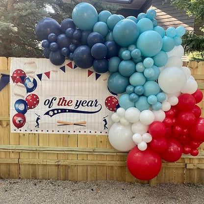 HILAVO Red Blue White Balloons, 60 PCS 12 inch Navy Light Blue Red and White Balloons for Baseball Birthday Party Britain Sporting Patriotic Labor Memorial Day 4th of July Independence Day Decorations