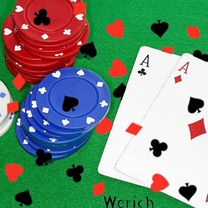 Werich Casino Poker Confetti Night Club Party Metallic Foil Table Scatters Wedding Birthday Baby Shower Bridal Shower Festival Theme Party Decorations Supplies, Black and Red