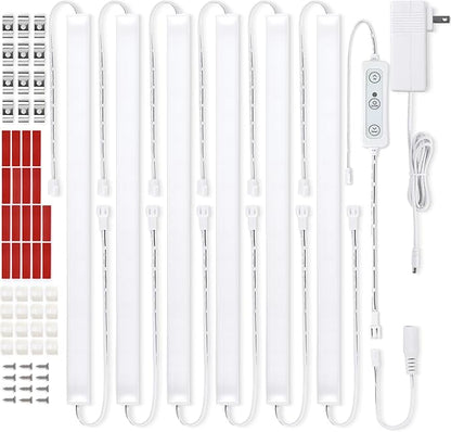 Litever Under Cabinet Lights Plug in, 6 pcs 12 Inches LED Light Strips. Super Bright Dimmable Extendable for Kitchen Counter Top Shelf Workbench Closet Display Bookshelf Lighting. Cool White 4000K