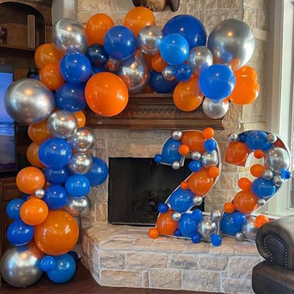 HILAVO Blue and Orange Balloons, 60PCS 12 Inch Royal Light Blue and Orange Beige Balloon Confetti Balloons for Kids Space Theme Party Baby Shower Birthday Graduation Party Decoration