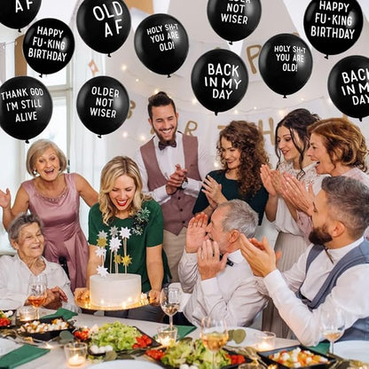 Easy Joy 18 Piece Funny Abusive Old Age Birthday Party Balloons - 12"/18 Pack above 10 Different Rude and Offensive Phrases - 12 Inch Latex Party Balloons with Sarcastic Phrases - NSFW Adult Language