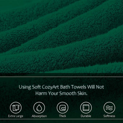 COZYART Dark Green Bath Towels for Bathroom 2 Pcs, 27x54inch Cotton Bath Towel Set Super Soft Highly Absorbent Durable 650 GSM Shower Towels for Daily Use