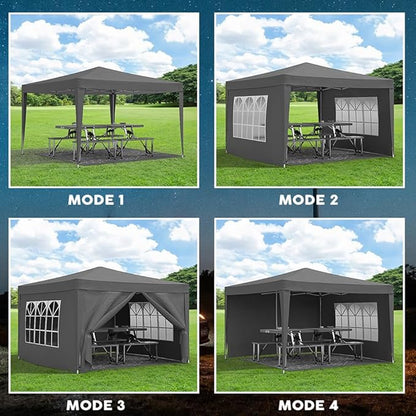 10x10 Pop Up Canopy Tents for Parties, Portable Outdoor Tent with Carry Bag & 4 Sandbags, for Wedding, Patio Events, Commercial, Birthday, Graduation (Black, 10x10)
