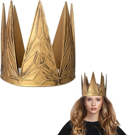 Medieval evil Queen Crown Costume Props，Golden Pu Foam Tiara for Women,Halloween Christmas Carnival Masquerade Ball Cosplay Headgear Props