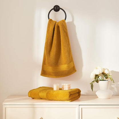 COZYART Gold Bath Towel Set 6pcs, Turkish Cotton Bathroom Towel Sets Soft Absorbent and Durable 650 GSM Luxury 6 Pcs with 2 Bath Towels, 2 Hand Towels, 2 Washcloth